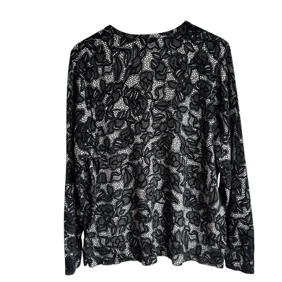 Croft And Barrow Womens Sweater 2X Black And White Cardigan Cotton Stretch - Picture 7 of 9